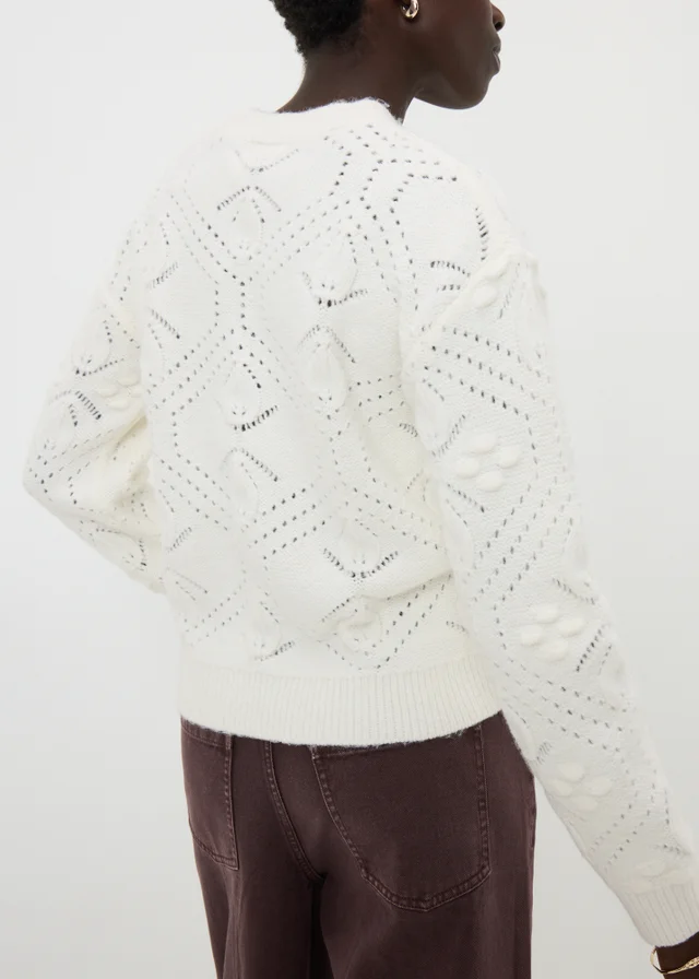 Cream Bobble Stitch Cable Jumper