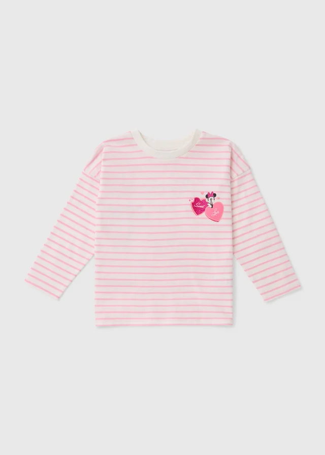 Disney Girls Pink Stripe Minnie Mouse Top (1-7yrs)