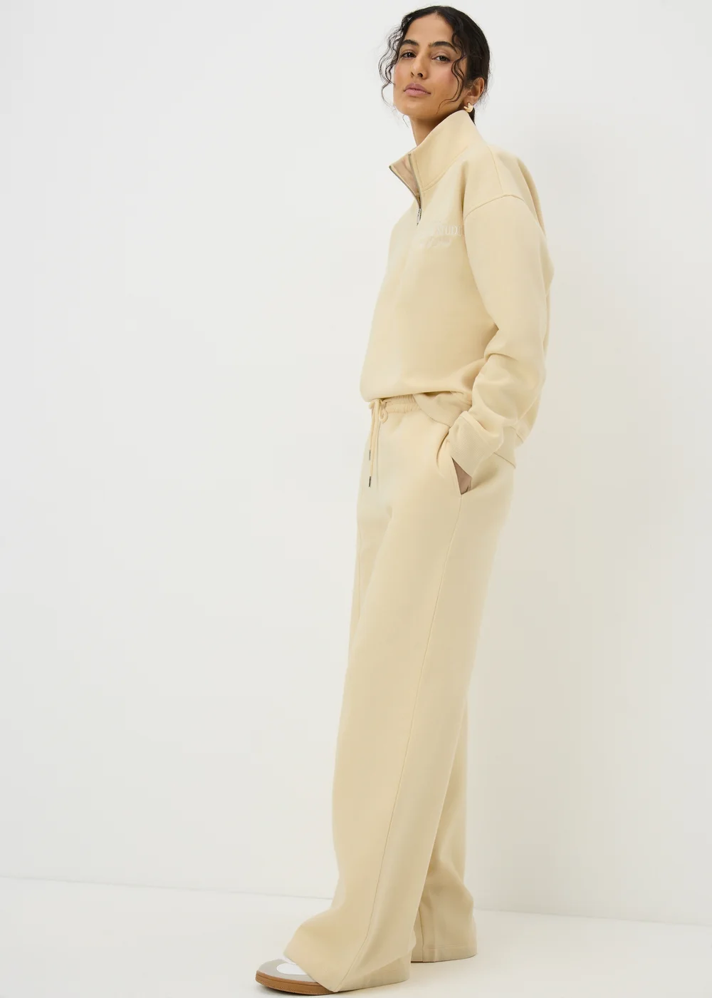 Buttermilk Wide Leg Co Ord Jogging Bottoms - Small Image 1