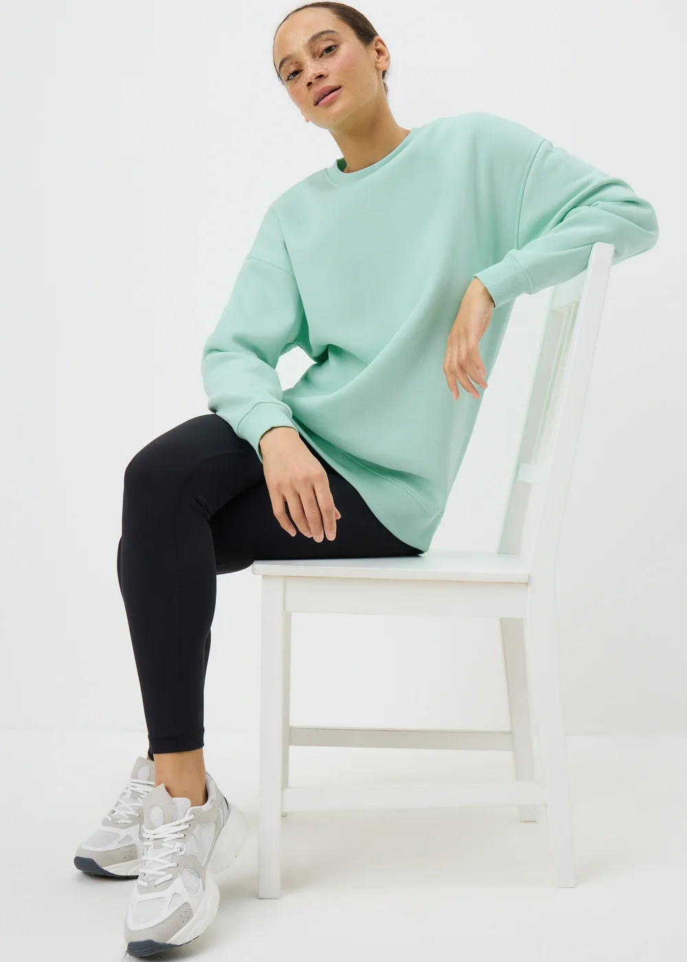 Green Longline Sweatshirt - Small Image 1