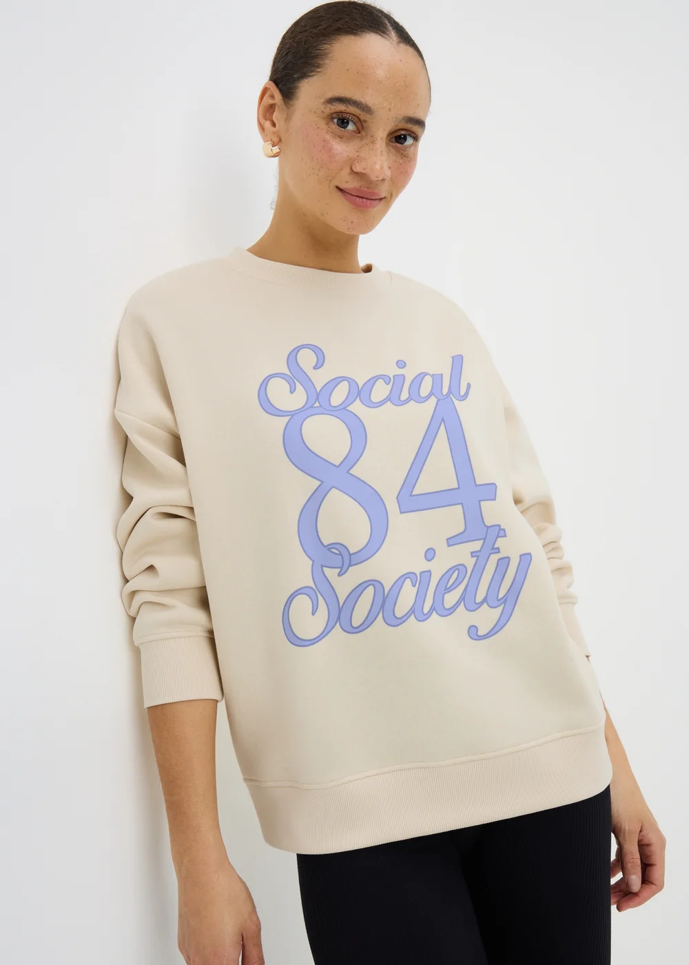 Cream Social Society Graphic Sweatshirt - Small Image 2