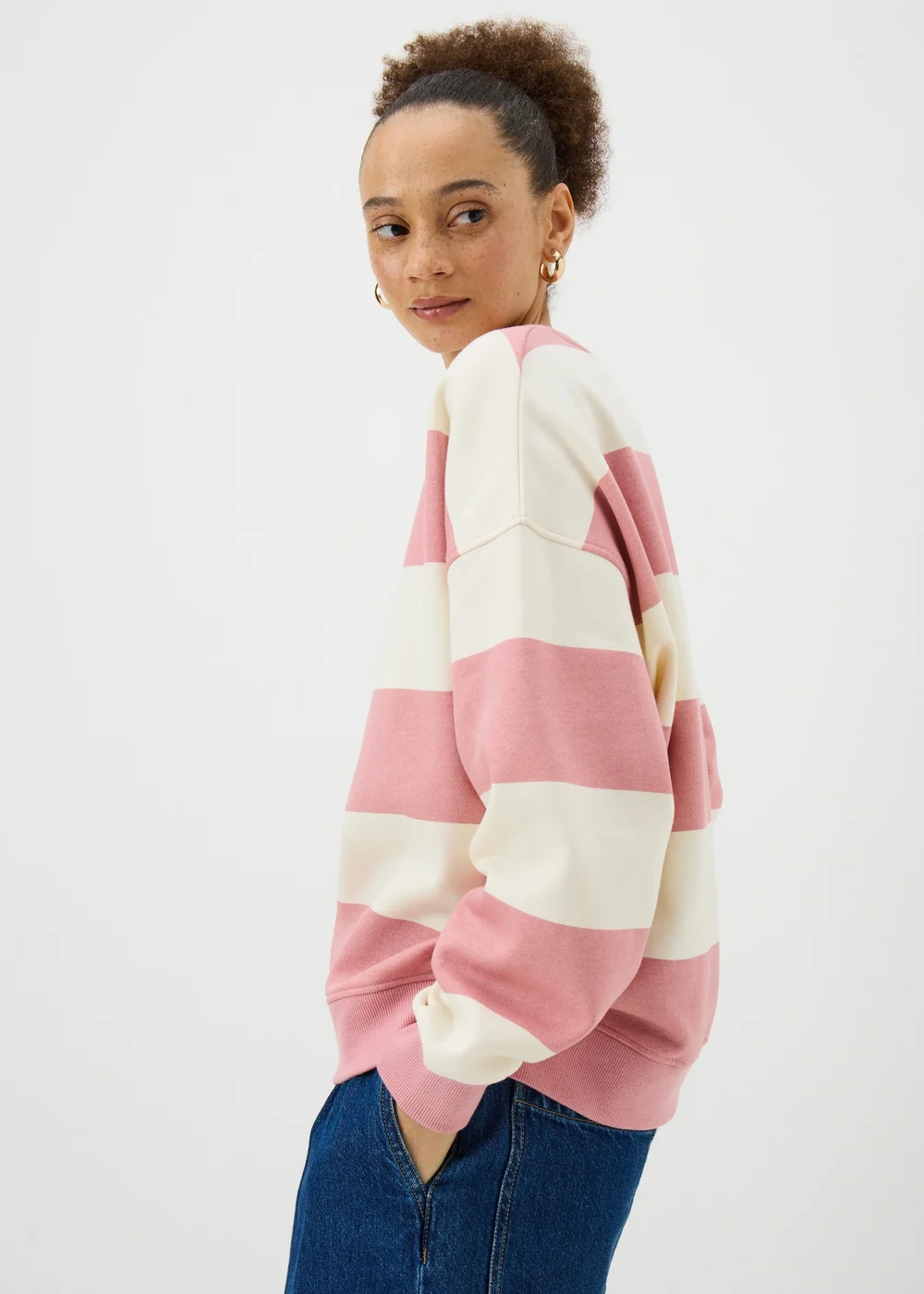 Pink Stripe Sweatshirt - Small Image 2