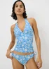 Pale Blue Shell Print Shapewear High Leg Bikini Bottoms - Size 8 Image 1
