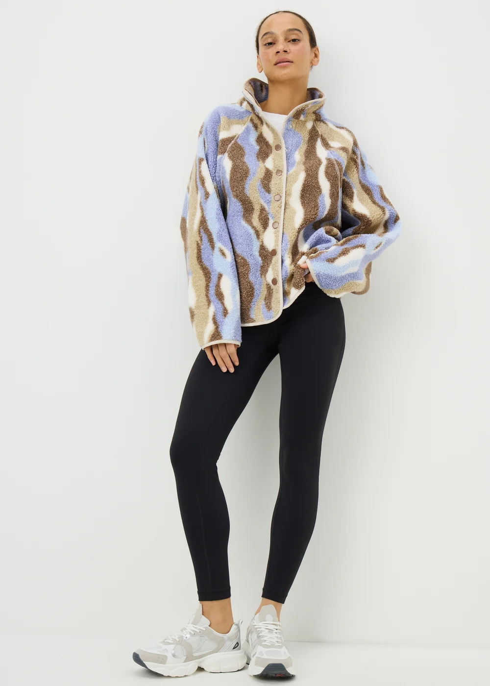 Lilac Abstract Borg Jacket - XL Image 1