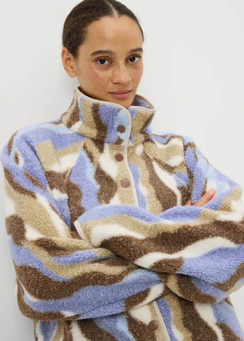 Lilac Abstract Borg Jacket - XL Image 2