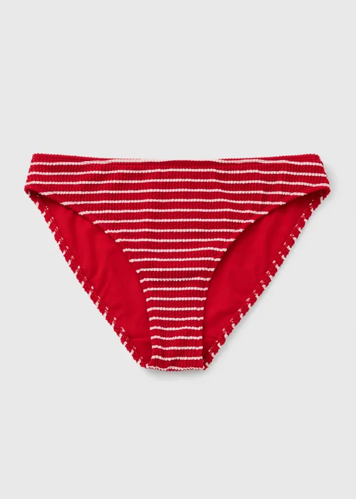 Red Stripe Textured Bikini Bottoms - Size 6 Image 3