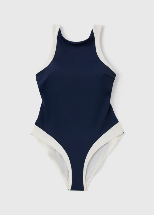 Navy Colour Block Swimsuit - Size 12 Image 2