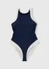 Navy Colour Block Swimsuit - Size 12 Image 2