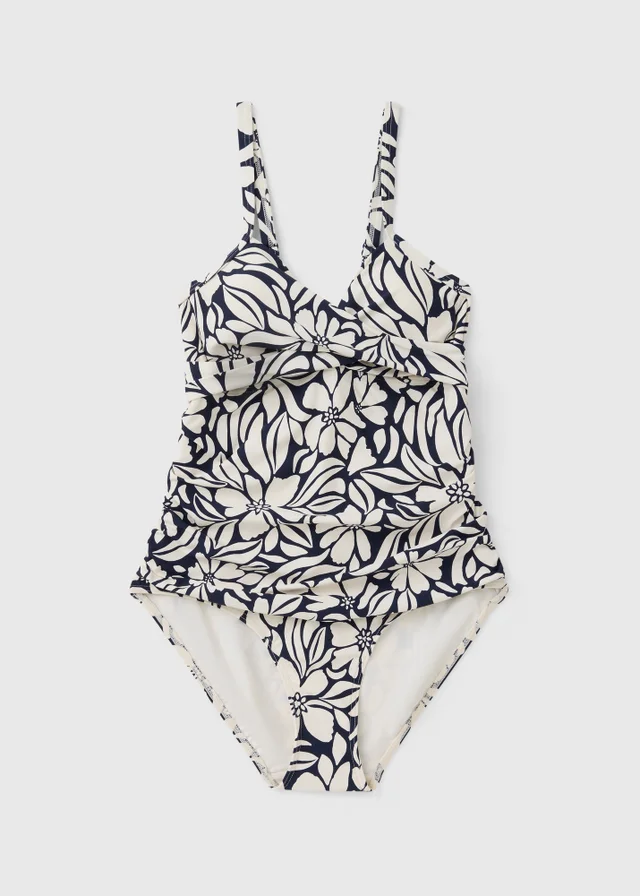 Navy Floral Stamp Swimsuit
