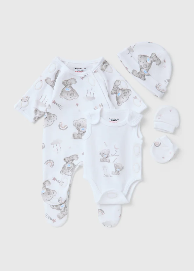 Tiny Tatty Teddy 4 Piece Prem Baby White Sleepsuit Set (3-4lb)