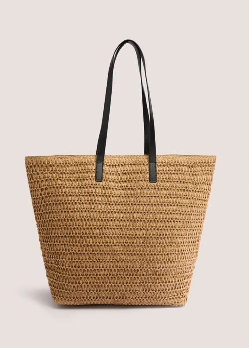 Natural Straw Shopper Beach Bag - One Size Image 1
