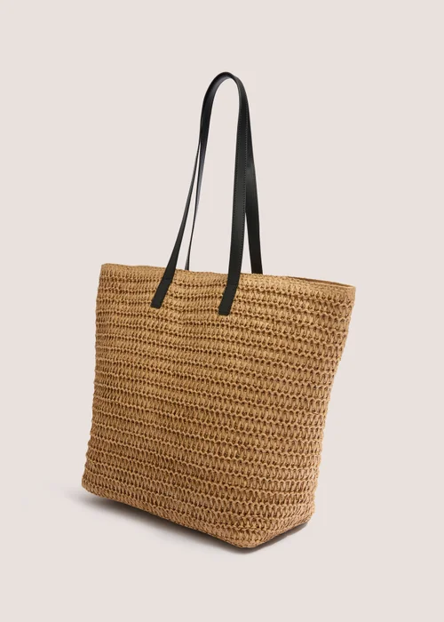 Natural Straw Shopper Beach Bag - One Size Image 2