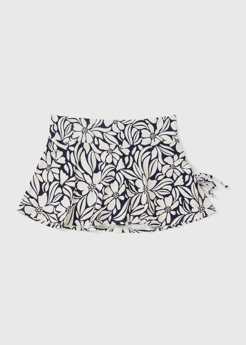 Navy Print Shapewear Skirt Bikini Bottoms - Size 8 Image 3