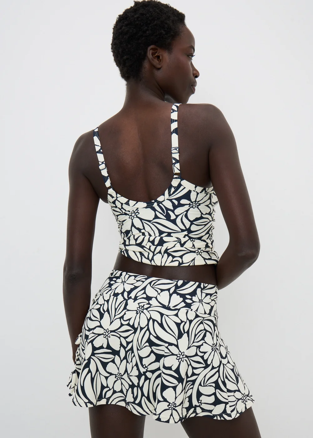 Navy Print Shapewear Skirt Bikini Bottoms - Size 8 Image 2