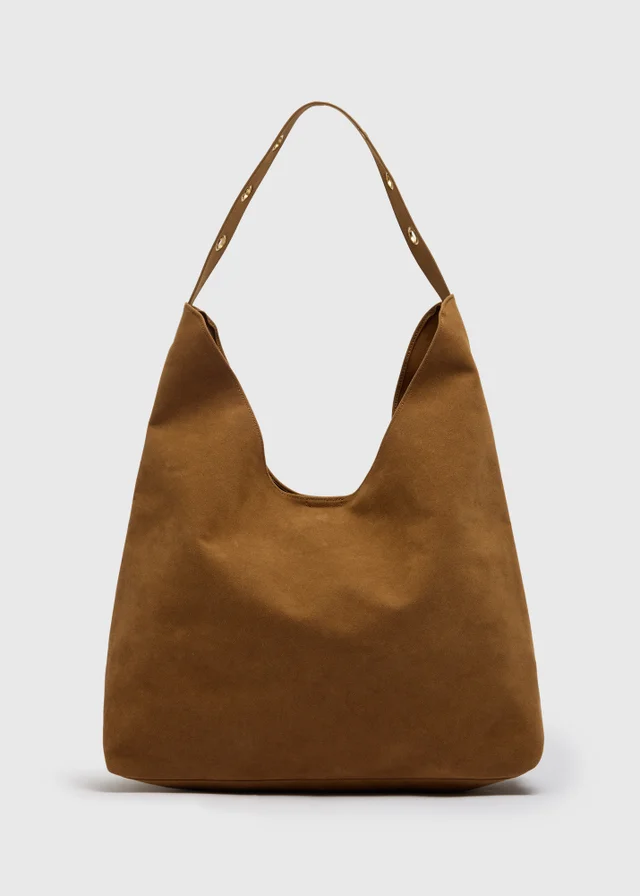 Tan Faux Suede Slouch Bag