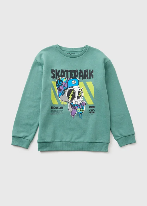 Boys Green Skate Park Sweatshirt (7-15yrs) - 8 Yrs Image 1