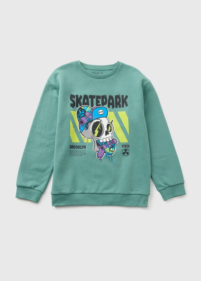 Boys Green Skate Park Sweatshirt (7-15yrs)
