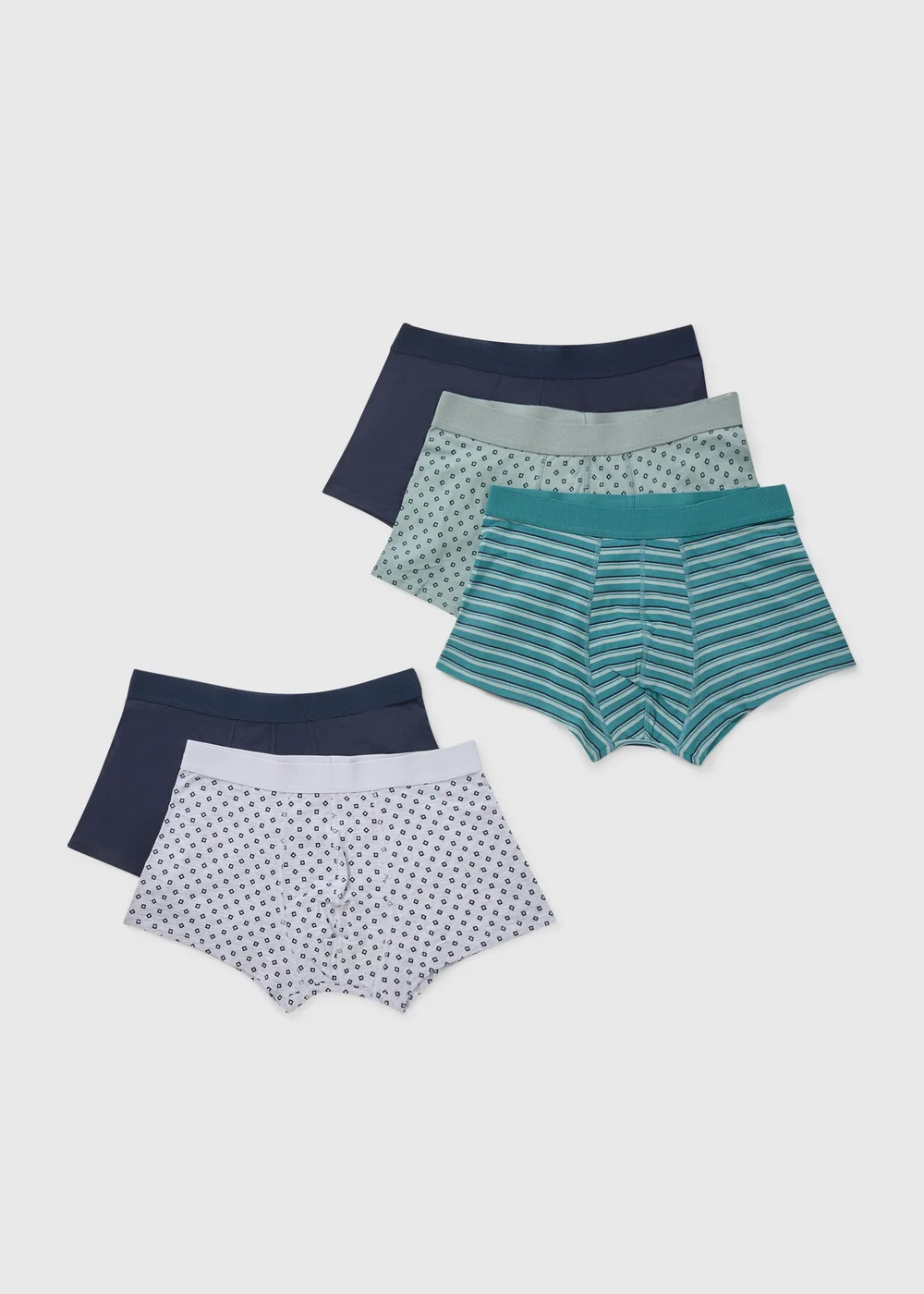 5 Pack Sage Geometric Printed Hipsters - Extra small Image 1