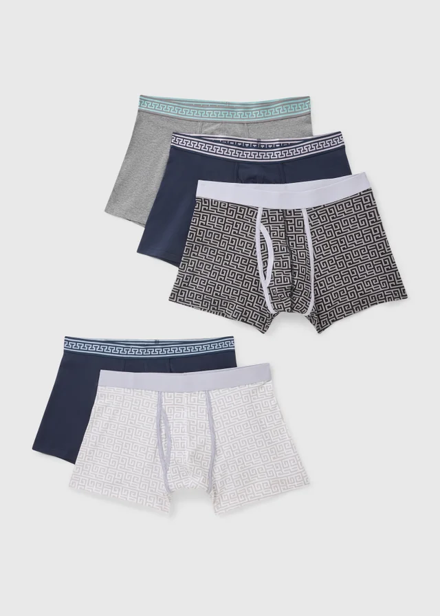 5 Pack Metallic Grey Keyhole Boxers