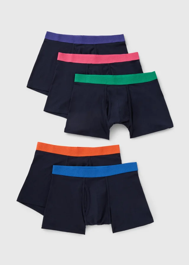 5 Pack Navy Neon Waistband Keyhole Boxers