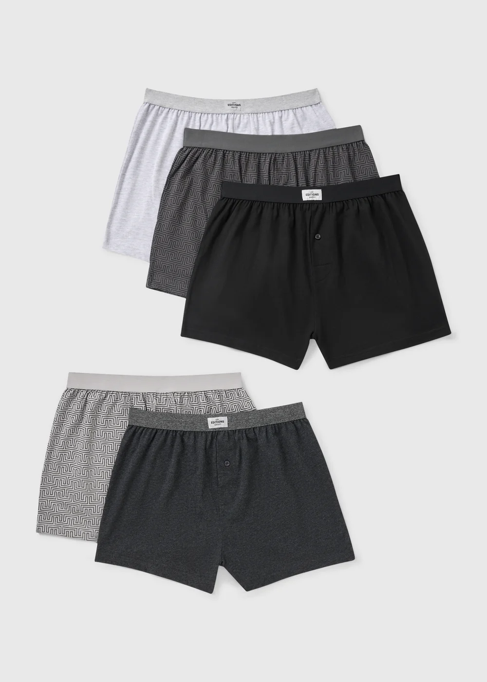 5 Pack Lossefit Mono Geometric Boxers - Small Image 1
