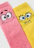 SpongeBob 2 Pack Boys Yellow Cosy Socks (Younger 6-Older 6.5) - Sizes 6 - 8.5 Image 2