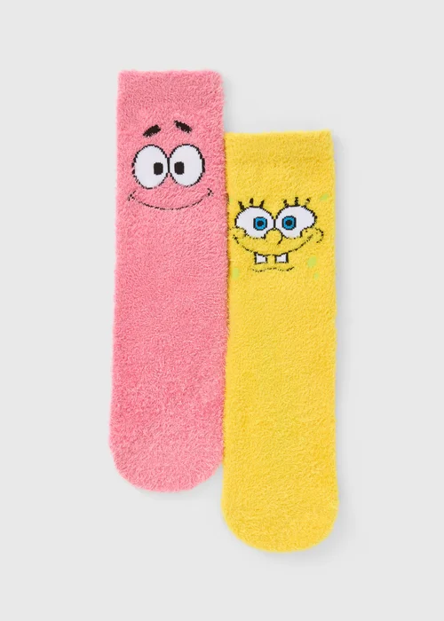 SpongeBob 2 Pack Boys Yellow Cosy Socks (Younger 6-Older 6.5) - Sizes 6 - 8.5 Image 1