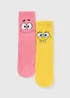SpongeBob 2 Pack Boys Yellow Cosy Socks (Younger 6-Older 6.5) - Sizes 6 - 8.5 Image 1