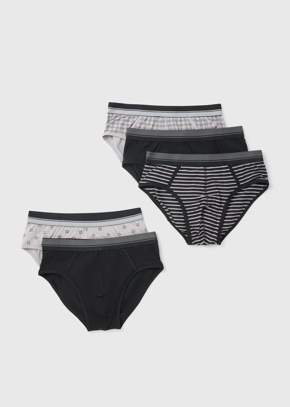 5 Pack Mono Patterned Briefs - Small Image 1