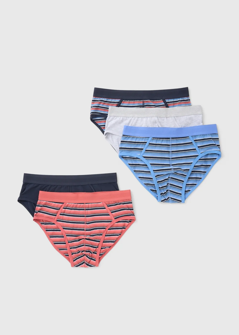 5 Pack Multi Striped Fashion Briefs - Small Image 1
