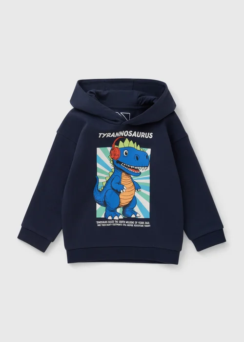 Boys Navy Tyrannosaurus Hoodie (1-7yrs) - 1-1.5 Yrs Image 1