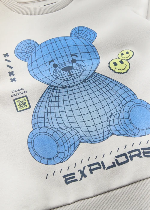 Boys Grey Bear Robot Sweatshirt (1-7yrs) - 1-1.5 Yrs Image 2