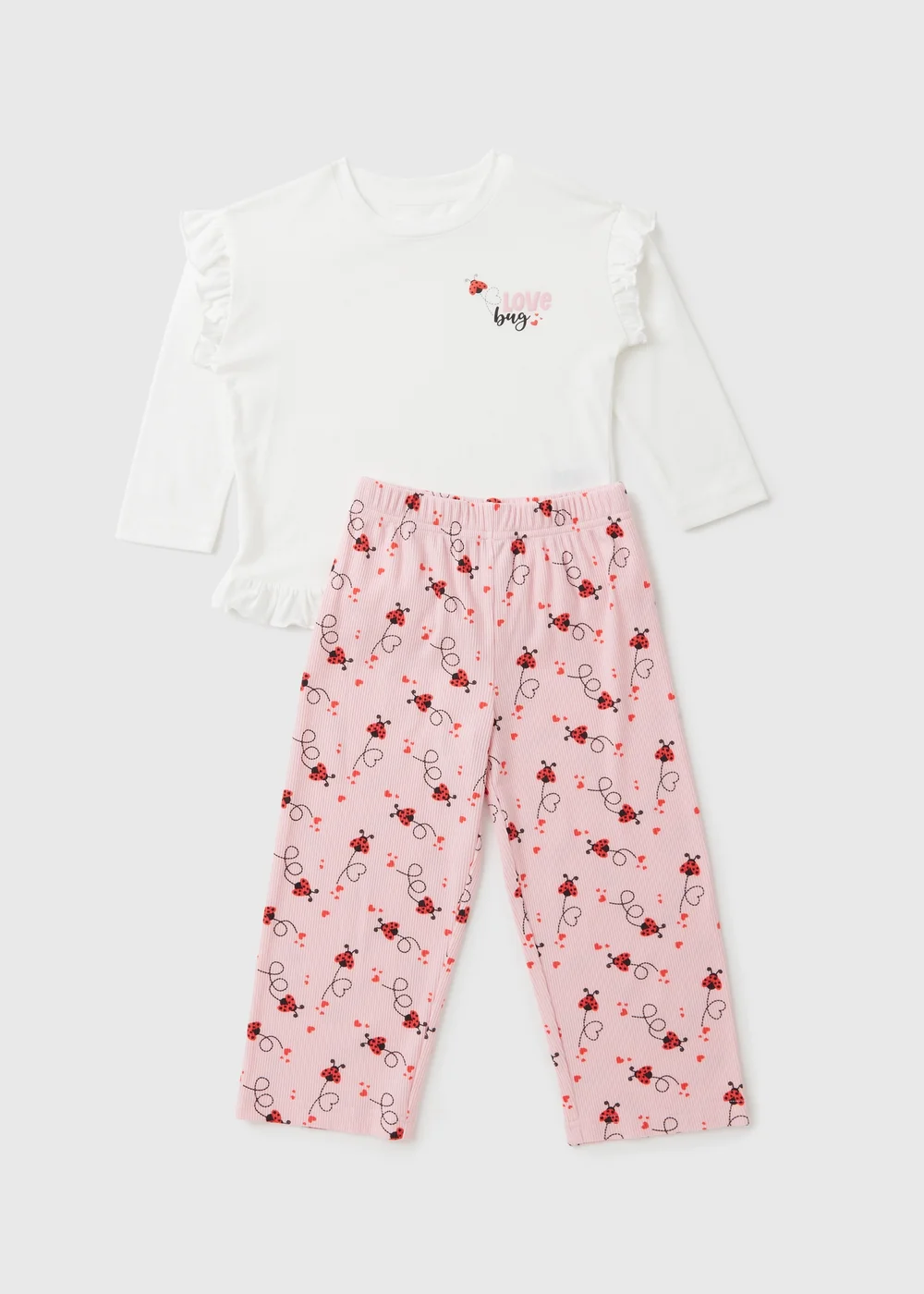 Girls Pink Love Bug Pyjama Set (1-7yrs) - 1 to 1 half years Image 1