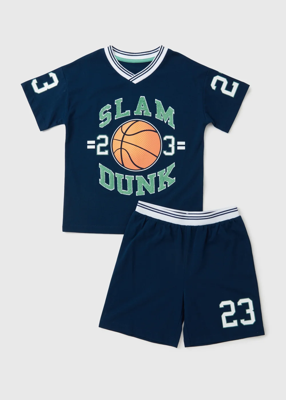 Boys Navy Slam Dunk Top & Short Set (7-13yrs) - Age 7 Years Image 1