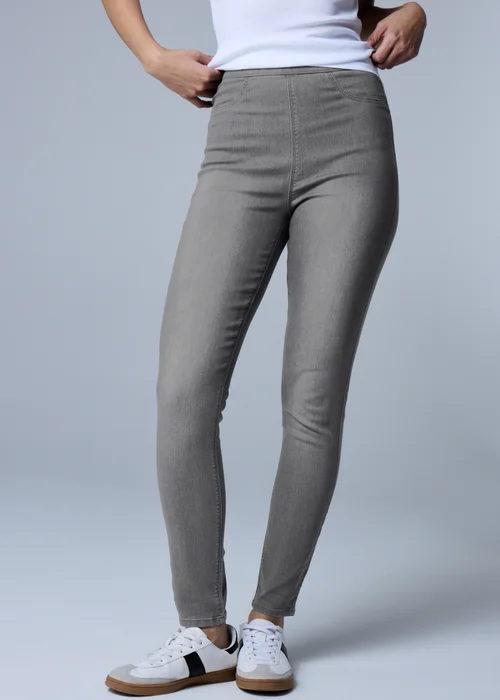 Rose Grey Pull On Jeggings - Size 08 29 leg Image 3