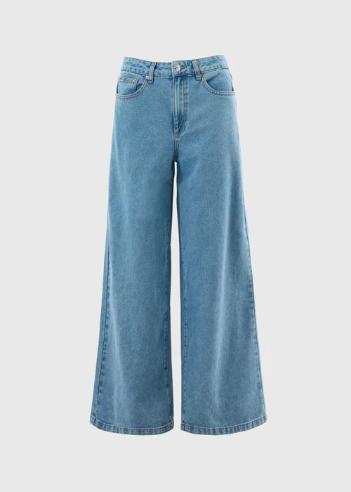 Light Wash Wide Leg Jeans - Size 08 29 leg Image 4