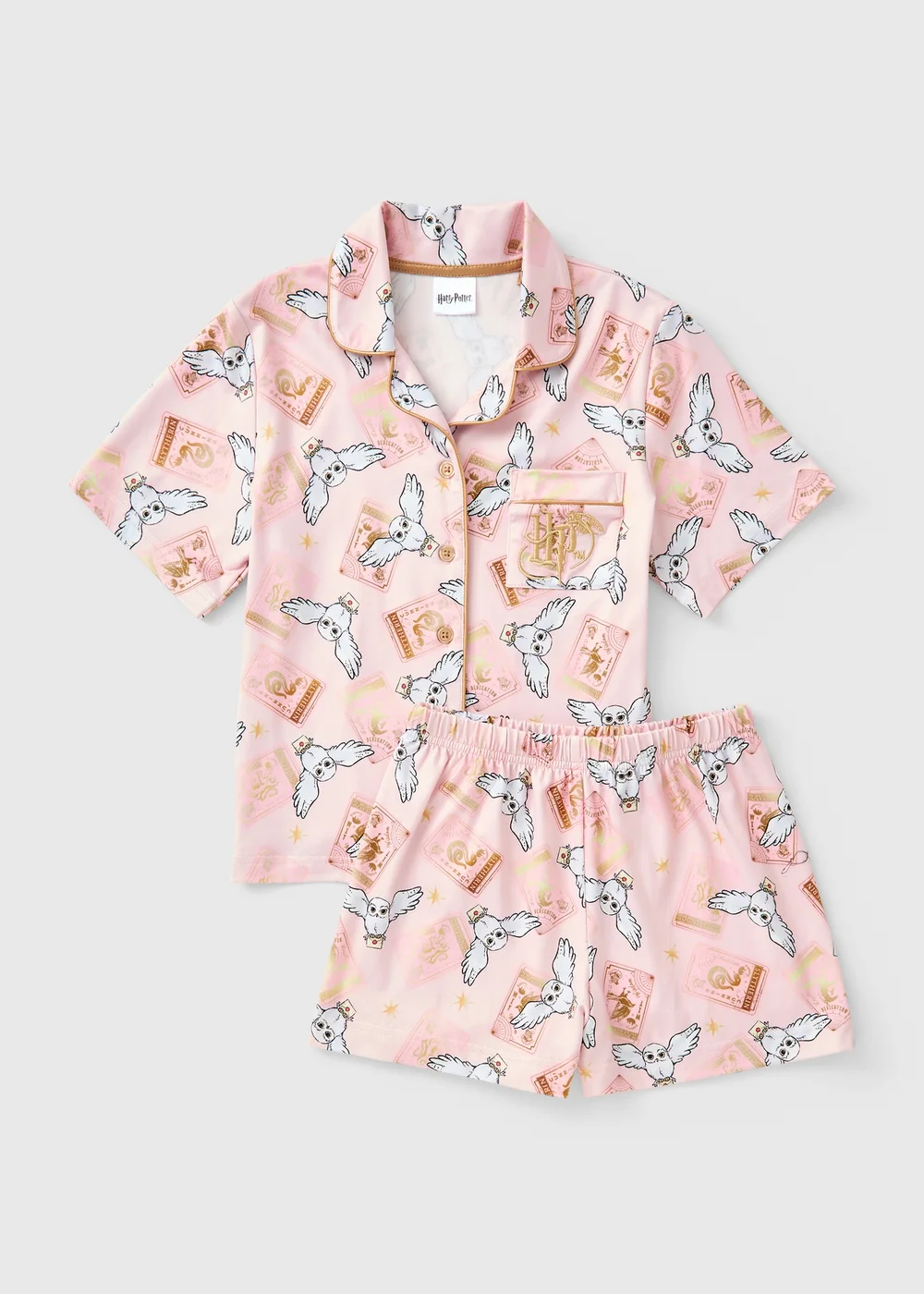Harry Potter Girls Pink Hedwig Short Pyjama Set (5-13yrs) - Age 5 Years Image 1