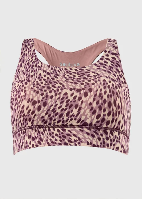 Souluxe Rose Leopard Print Sports Crop Top - Medium Image 3