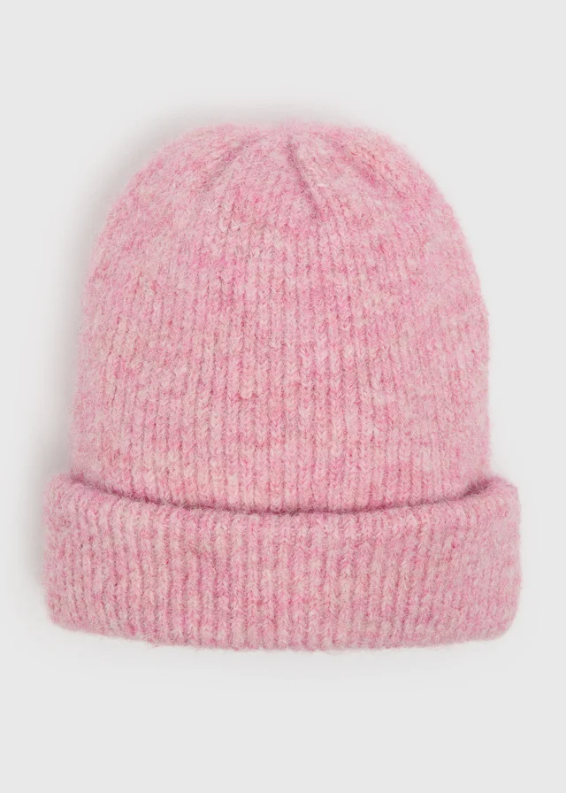 Pink Ribbed Beanie