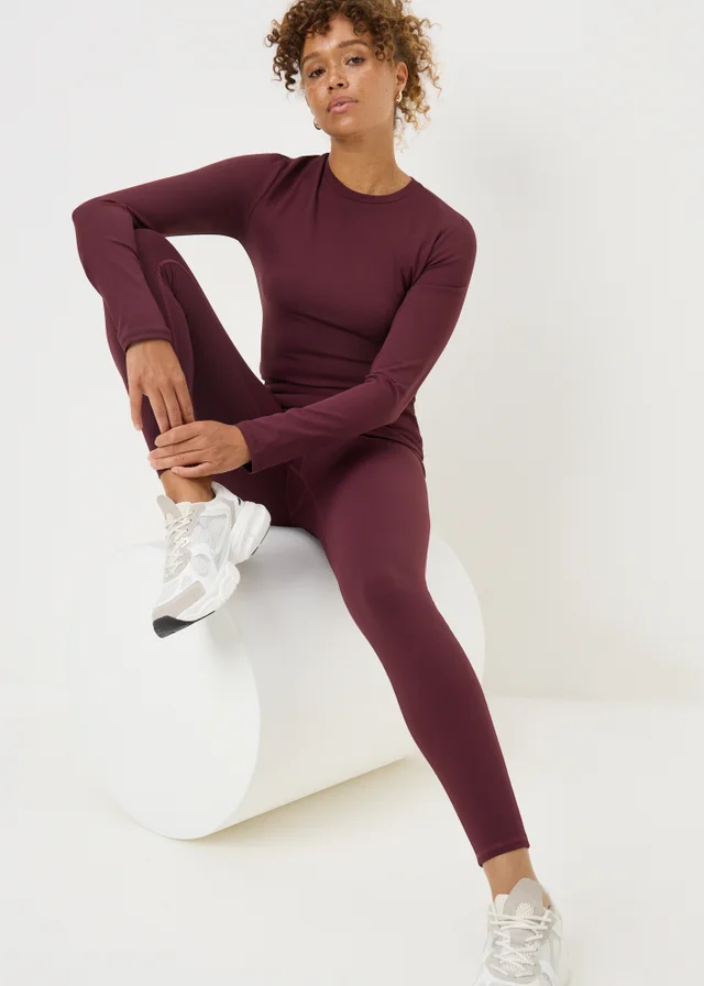 Souluxe Burgundy Fitted Long Sleeve Sports T-Shirt