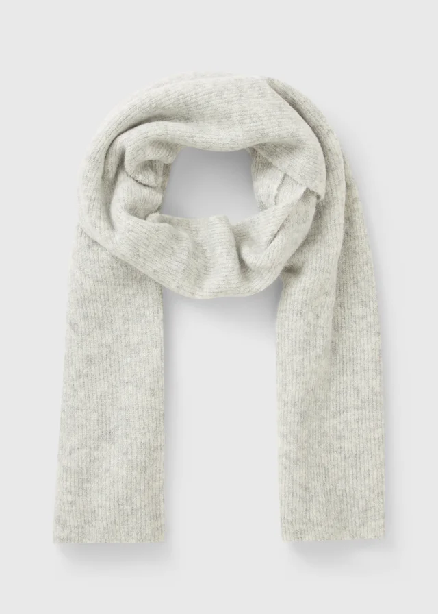 Grey Rib Knit Scarf