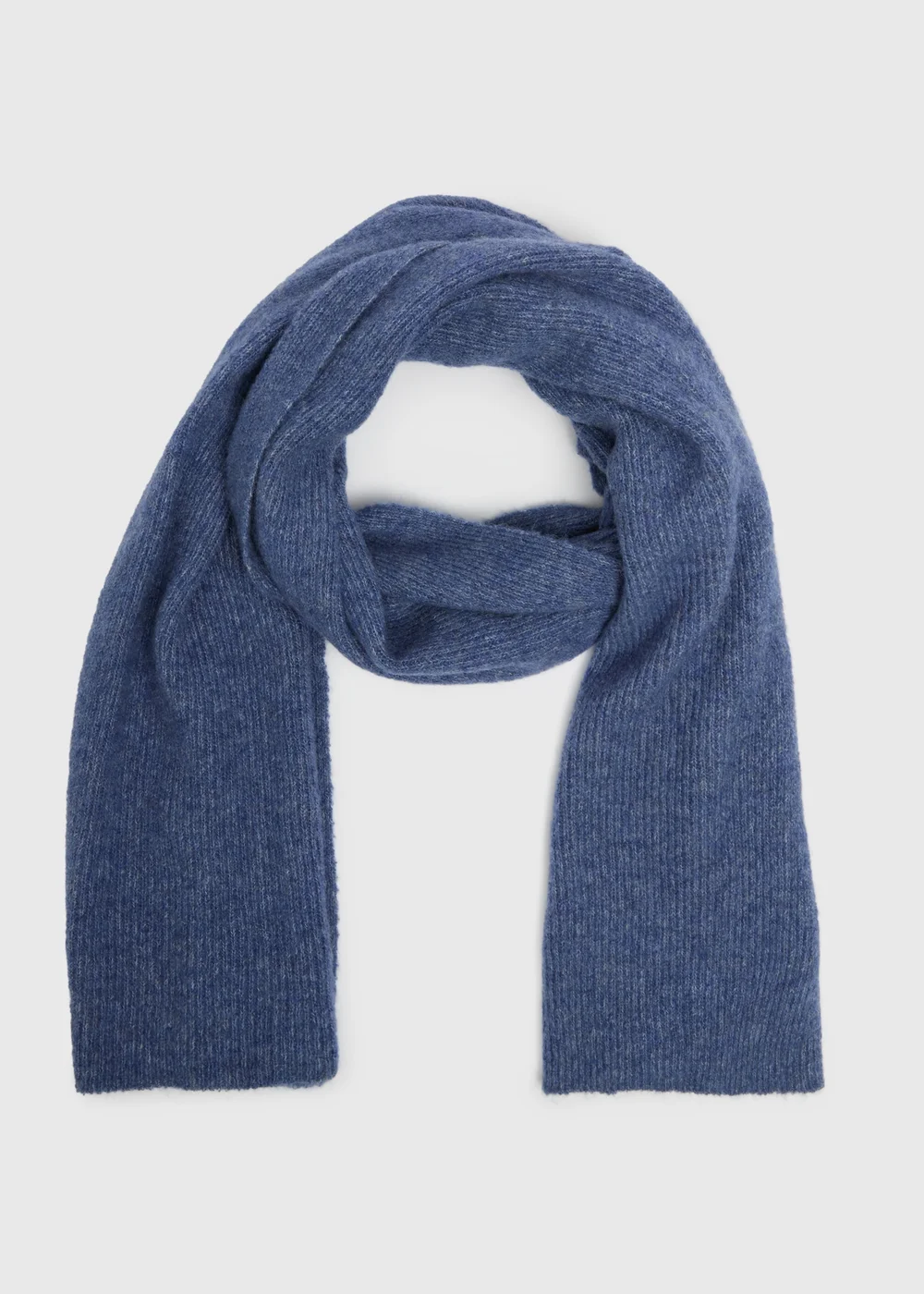 Blue Ribbed Knitted Scarf - One Size Image 1