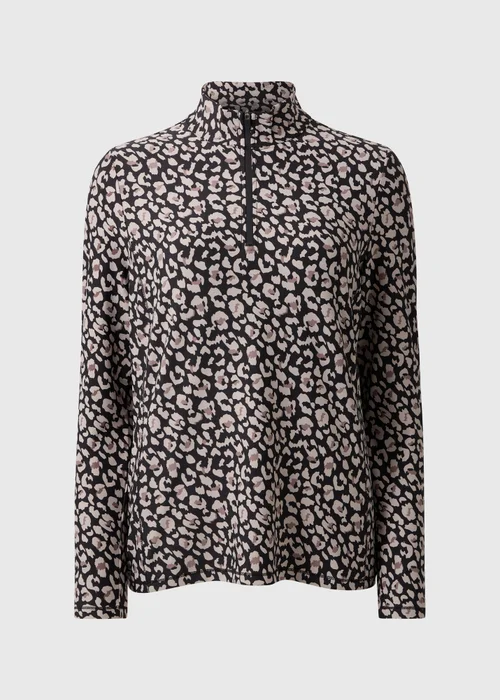 Souluxe Black Leopard Half Zip Top - Extra small Image 3