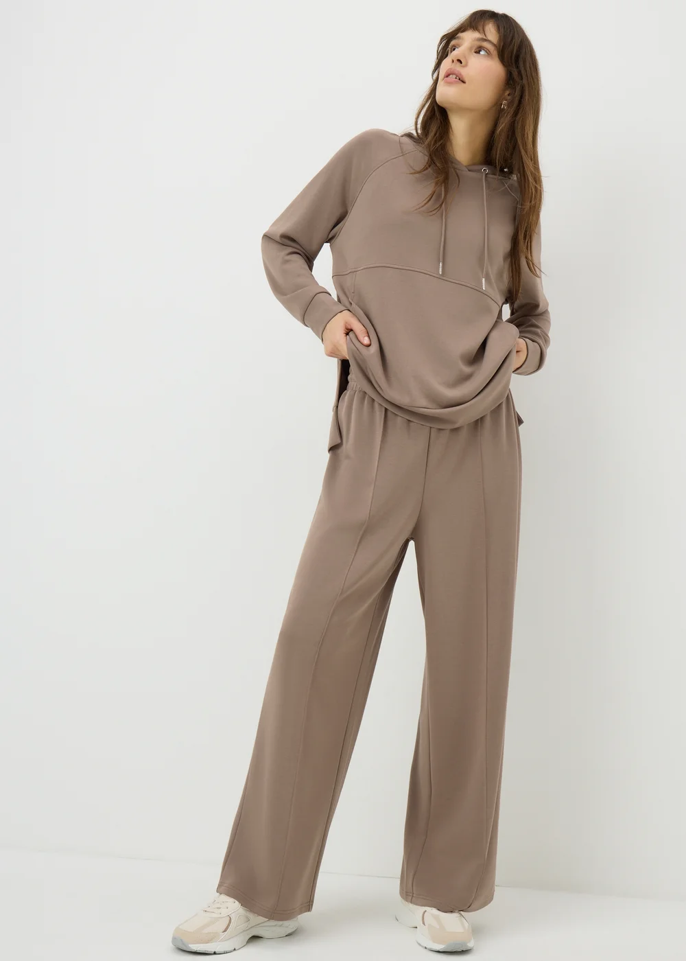 Souluxe Mink Sand Wash Longline Hoodie - Small Image 2