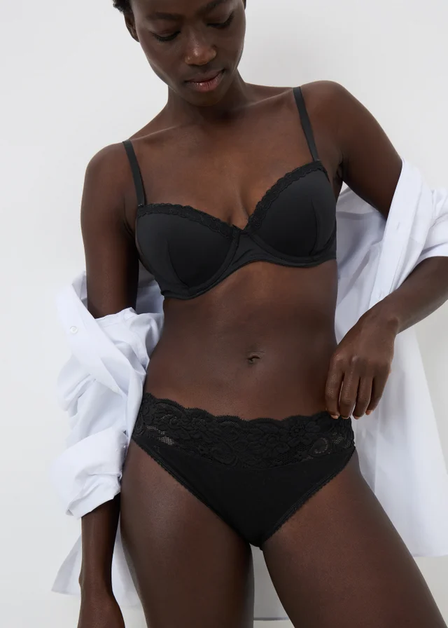 5 Pack Pastel Lace Trim High Leg Knickers