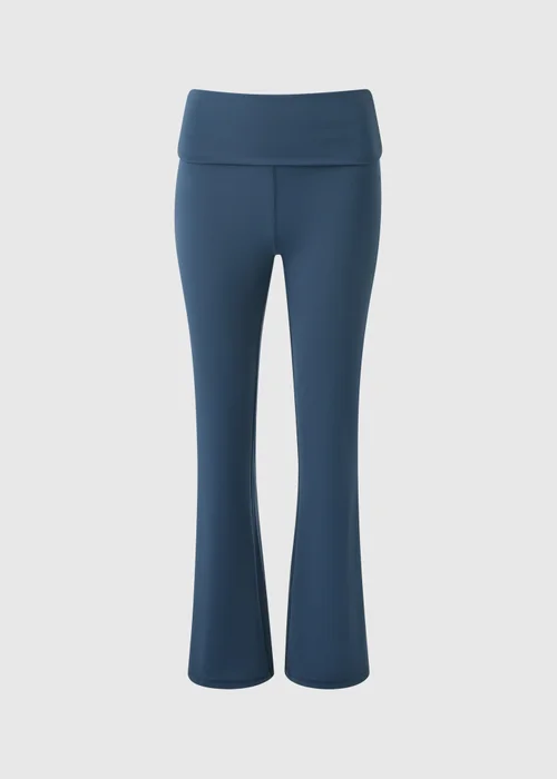 Navy Foldover Flare Leggings - 6 Image 3