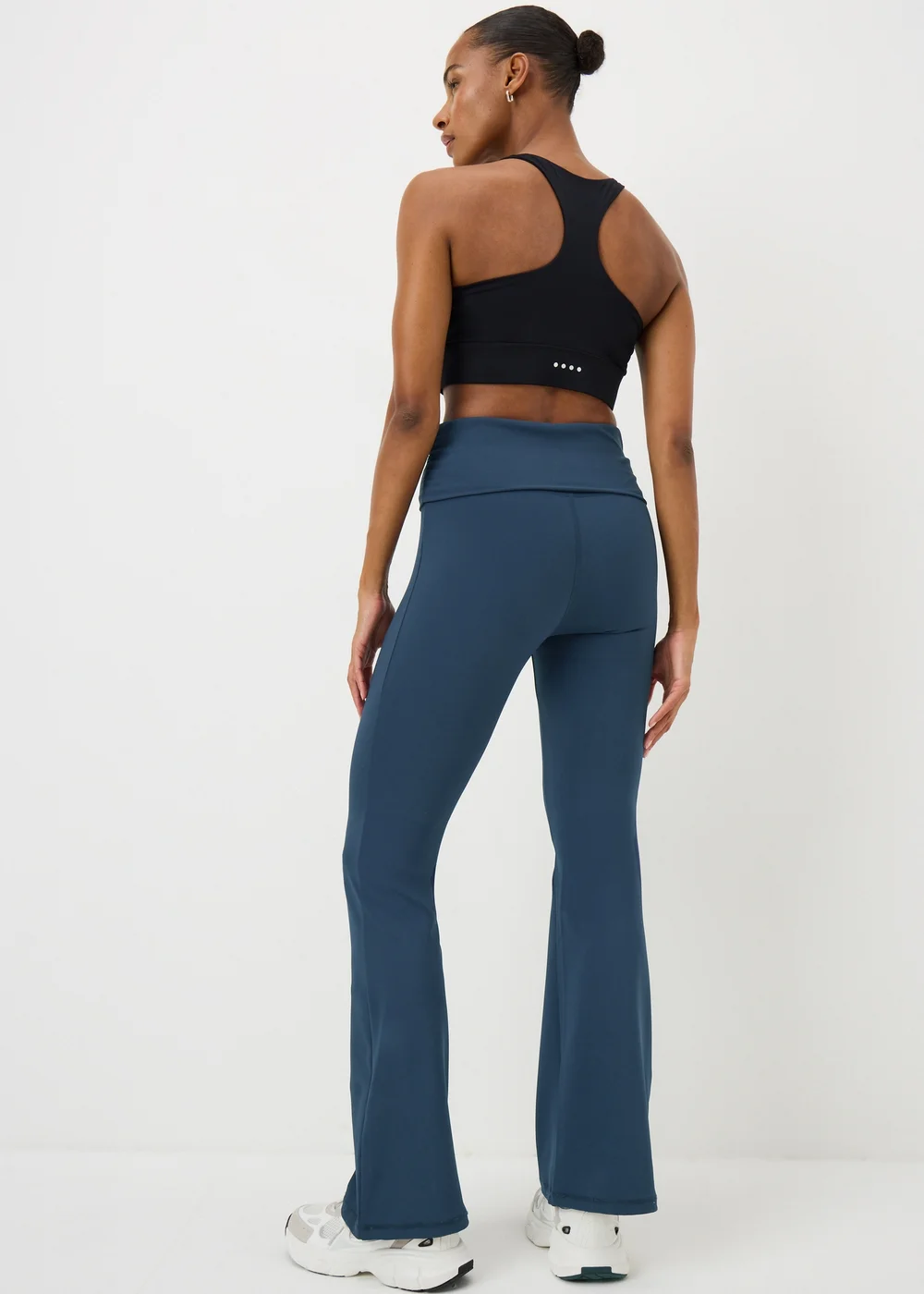 Navy Foldover Flare Leggings - 6 Image 2