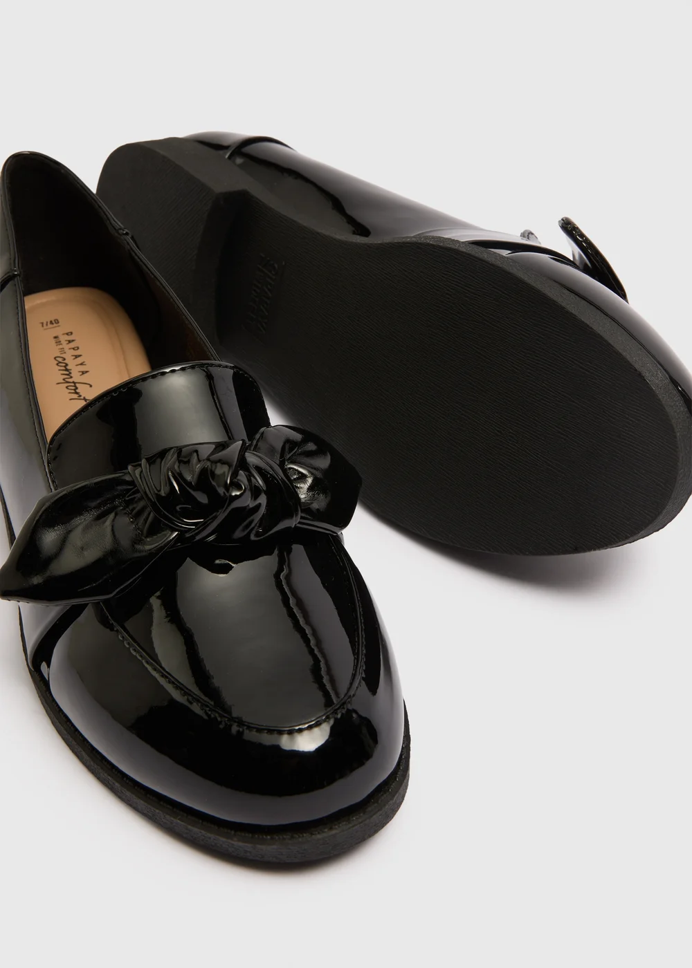 Black Patent Bow Loafers - Size 3 Image 2