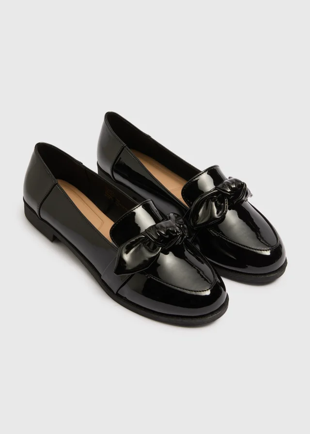 Black Patent Bow Loafers