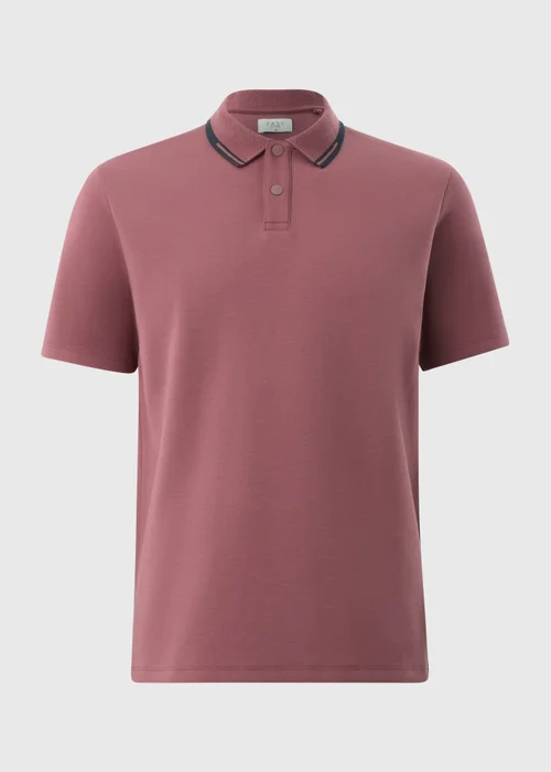 Light Burgundy Tipped Polo Shirt - Small Image 4